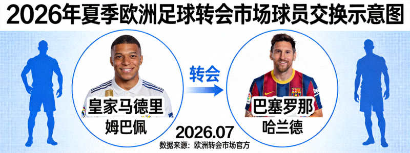 象征2026年夏季欧洲足球转会市场的球员交换示意图